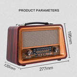 SHABD Portable en Bois RéTro Radio sans Bluetooth Haut-Parleurs HiFi StéRéO AM/FM Lecteur de Radio USB TF AUX MP3, Couleur Acajou