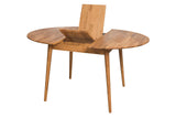 NORDICSTORY Escandi 4 Table de salle à manger nordique extensible ronde 120-155 cm, chêne massif, idéale pour cuisine, salon, meubles design nordique, couleur chêne naturel
