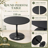 GOKHOMX Table Ronde Noire 110 cm - pour 4 à 6 Personnes, Parfaite pour la Cuisine, la Salle à Manger, Le Bistro et Les Conférences | Design Scandinave Moderne