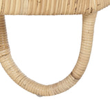 Beliani Fauteuil Design en Rotin Naturel avec Accoudoirs Décoratifs et Coussins Beiges pour Chambre Salon ou Jardin au Style Boho et Rustique