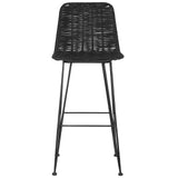 Beliani Lot de 2 Chaises de Bar au Style Moderne en Rotin Noir et Pieds en Métal pour Tout Type de Salon Traditionnel et Exotique