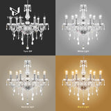 TRY-YEAN Lustre Baroque à 6 Bras Lustre Transparent Cristal K5 Lustre Pampille Suspension Lampe de Plafond avec Chaîne Réglable pour Chambre, Salon, Salle à Manger, Restaurant, E14
