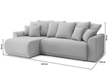 BAÏTA Canapé d'angle Convertible Nova 4 Places en Tissu Gris