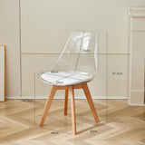 GrandCA HOME Lot de 2 Chaises de Salle à Manger avec Coussin de Siège en Cuir PU, Chaises Latérales Transparentes pour Cuisine, Salle à Manger, Chambre à Coucher (Blanc/PU)