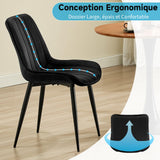 JIJIAN Lot de 4 Chaises de Salle à Manger, Chaises de Cuisine, Chaise tapissée, Chaise de Salon, Design avec Dossier, Assise en Velours avec Pieds Métalliques Noirs, Noir