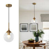 KCO Éclairage suspendu globe transparent pour îlot de cuisine en verre bulle doré luminaire suspendu moderne du milieu du siècle pour salon salle à manger