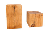 MS FACTORY Bloc de Chêne Massif - Cube en Bois - Rondin de Bois - Bout de Canapé, Colonne de Decoration, Support en Bois, Table Basse Bois, Piédestal pour Fleurs, Table de Chevet - 35 x 35 x 100 cm