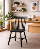 KAYELLES Lot de 2 Chaises à Barreaux Style Windsor Bistrot Vintage en Bois Massif d’Hévéa Mona Noir