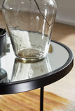 FineBuy Tables Gigognes Rond Ø 50/42 cm Deux Pièces Verre De Miroir Noir | Table De Salon Conception Moderne | Table De Salon avec Cadre en Métal | Table Fleurs Décoratif