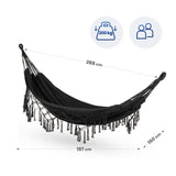 Hamac Suspendu - 200 x 150 cm - Hamac de Camping et Jardin Confortable - 250kg Capacité de Charge - 1-2 Personnes pour Intérieur, Balcon, Extérieur (Noir)