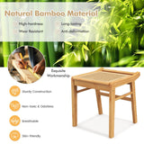 HOMASIS Tabouret de toilette de maquillage en bambou, banquette assise en bambou et rotin capacité de charge jusqu'à 120 kg, petite chaise cosmétique coiffeuse, salon, chambre à TF11088XKES
