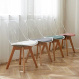 GrandCA HOME Lot de 2 Chaises de Salle à Manger avec Coussin de Siège en Cuir PU, Chaises Latérales Transparentes pour Cuisine, Salle à Manger, Chambre à Coucher (Blanc/PU)