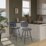EUGAD Tabouret Bar, Chaise de Bar, avec Dossier, Repose-Pieds, Siège Rembourré, en Velours et Métal,Gris foncé,1043BY-1