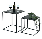 DanDiBo Lot de 2 tables basses en métal noir pour salon 96252 Table d'appoint 52 cm et 42 cm