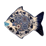 Plateau à poisson azulejos peint à la main Portugal - Décoration murale - Plateau de poterie portugaise pour apéritifs, humus, olives, sauces, cadeau touristique du Portugal (petit) (bleu)