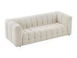 Vente-unique - Canapé 3 Places en Tissu Bouclette Blanc Ivoire LERICI