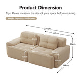 Yihomfy Canapé 2 Places Modulaire Désossé, Loveseat Small Canapé avec 2 Coussins, Confortable Velours Côtelé Cloud Canapé de Salon, sans Montage (Beige, 2 Sièges)