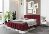 mb-moebel Lit Double capitonné en Velours avec tête de lit, sommier à Lattes, lit Adulte LIT 01-140x200 - Ruby Red (Trinity 24)