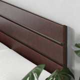 Zinus Figari Sommier en métal avec tête de lit en Bambou | 160 x 200 cm | 31 cm de Hauteur | Tête de lit à Lattes | Support de Lattes en Acier | Facile à Monter | Noir & Marron