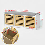SoBuy FSR23-WN Banc de Rangement avec Coussin Rembourré et 3 Cubes Meuble d'Entrée Commode à Chaussure Banquette Meuble de Rangement Confortable