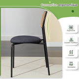 ZHDOKA Chaise Salle a Manger Lot de 2, Dossier Rotin Cannage, Siège Rembourré en Similicuir, Pieds en Métal, Chaises de Cuisine Modernes, Chaise en Bois Salle a Manger pour Salon, Cuisine