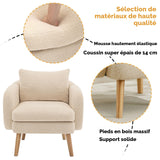 KOMHTOM Fauteuil de salon beige avec rembourrage en tissu peluche pour salon, chambre à coucher, balcon (beige)