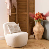 Atmosphera - Fauteuil Leone Blanc - Tissu Bouclé, Design Courbé, L 64 x P 71 x H 68 cm - pour Salon, Bureau, Chambre