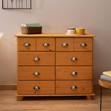 IDIMEX Commode Chambre Colmar L 92 cm 8 tiroirs en Bois Massif Brun chiffonnier apothicaire Rangement avec poignées en métal
