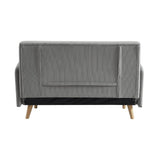 sweeek - Canapé Convertible 2 Places scandinave Velours côtelé Gris Clair - Panam - Pieds Bois. Banquette. Dossier inclinable