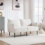 DAYALANE Canapé de 2 Places en Chenille Petit Canapé avec Accoudoirs Sofa à Coussin Rembourré et Cadre en Métal, Blanc
