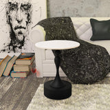Table appoint Bout de canape Ronde Métal, Marbre, Noir
