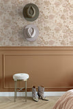 papier peint fleurs vintage beige et vieux rose 0.53 x 10.05 m - ESTAhome