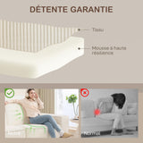 HOMCOM Canapé 3 Places en Velours côtelé 230 cm, canapé Moderne avec Assise et accoudoirs rembourrées, entièrement compressé Pas de Montage nécessaire, pour Salon, Chambre, Bureau, Beige