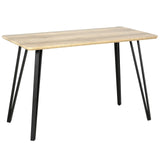 HOMCOM Table à Manger Design Industriel Grand Plateau dim. 120L x 60l x 75H cm Pieds métal Noir en épingles MDF Aspect chêne Clair