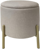 ECHTWERK Pouf Logan, avec Espace de Rangement, Couvercle Amovible, Coffre de Rangement Rond, avec Pieds en Bois, adapté à la Chambre à Coucher et au Salon, 40 x 40 x 40 cm, jusqu'à 150 kg, Crème
