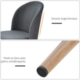 HOMCOM Lot de 4 chaises de Salle à Manger Chaise de Salon Pieds en métal Imitation Bois 50 x 58 x 85 cm Gris