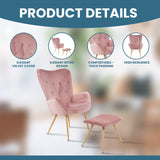 Albatros Fauteuil avec Tabouret York, Rose, Housse en Velours, confortablement rembourré, Fauteuil TV, Fauteuil rembourré