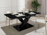Bestmobilier - Table À Manger Buriti Rectangulaire en Bois Noir Laqué - Salle à Manger