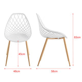 Set de 2 Chaises Designs Chaise de Salle à Manger Siège en Plastique Pieds en Métal Effet Hêtre Couleur Blanche et Effet Hêtre 83 cm
