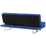 Canapé Convertible 2 Places en Velours Bleu Marine Accoudoirs Ajustables York