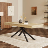 EURHCIO Table à Manger Extensible 140-180x80x76cm,Table Salle à Manger Rectangulaire pour 6 à 8 Personnes,Pieds en Métal,pour Cuisine Salon (Brun)