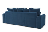 BAÏTA Canapé Droit Convertible Nova 3 Places en Velours côtelé Bleu Cobalt