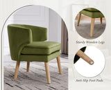 chairus Fauteuil Salon Moderne, Chaise Rembourrée en Velours avec Pieds en Bois, Fauteuil Relax avec Coussin Epais pour Salon, Chambre, Vert