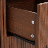 Atmosphera - Commode Wany – 4 Tiroirs Effet Noyer – Meuble de Rangement Design avec Façades Cannelées et Poignées Dorées – Bois Marron – 80x40cm