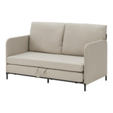 [en.casa] Canapé 2 Places Convertible Banquette Lit d'Appoint BZ Canapé-Lit Futon Divan pour Studio Salon Chambre d'Invité Acier Polyester 78 x 125 x 67 cm Beige