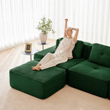 YEHTOKHOME Canapé 3 Places en Velours Côtelé avec 3 Coussins, Fauteuil avec Accoudoirs et Dessous Antidérapant, Confort Cloud sans Montage, Canapé Modulable (3, Vert)