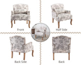 Wahson Fauteuil en Baroque Confortable avec Pieds en Bois, Fauteuil Beige en Lin, Fauteuil Scandinave pour Salon et Chambre, Beige