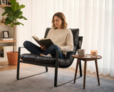 chairus Fauteuil de Loisirs en Cuir PU Modern Chaise de Relaxation pour Salon Fauteuil de Chambre avec Cadre en Métal (Noir)