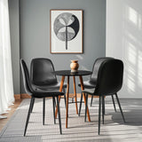 CangLong Faux Leather Dining Back Modern Side Chair for Pub Coffee Home, Set of 4, Black