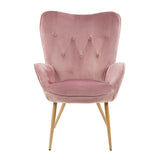 Albatros Fauteuil avec Tabouret York, Rose, Housse en Velours, confortablement rembourré, Fauteuil TV, Fauteuil rembourré